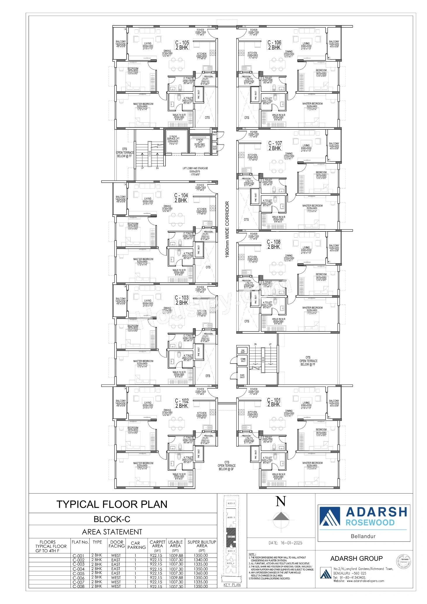Adarsh Rosewood Floor plan 3
