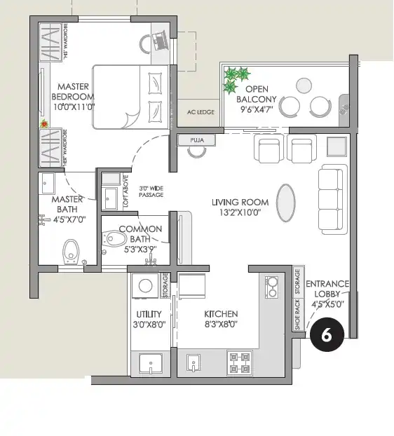 Unit plan - 480 sq.ft.