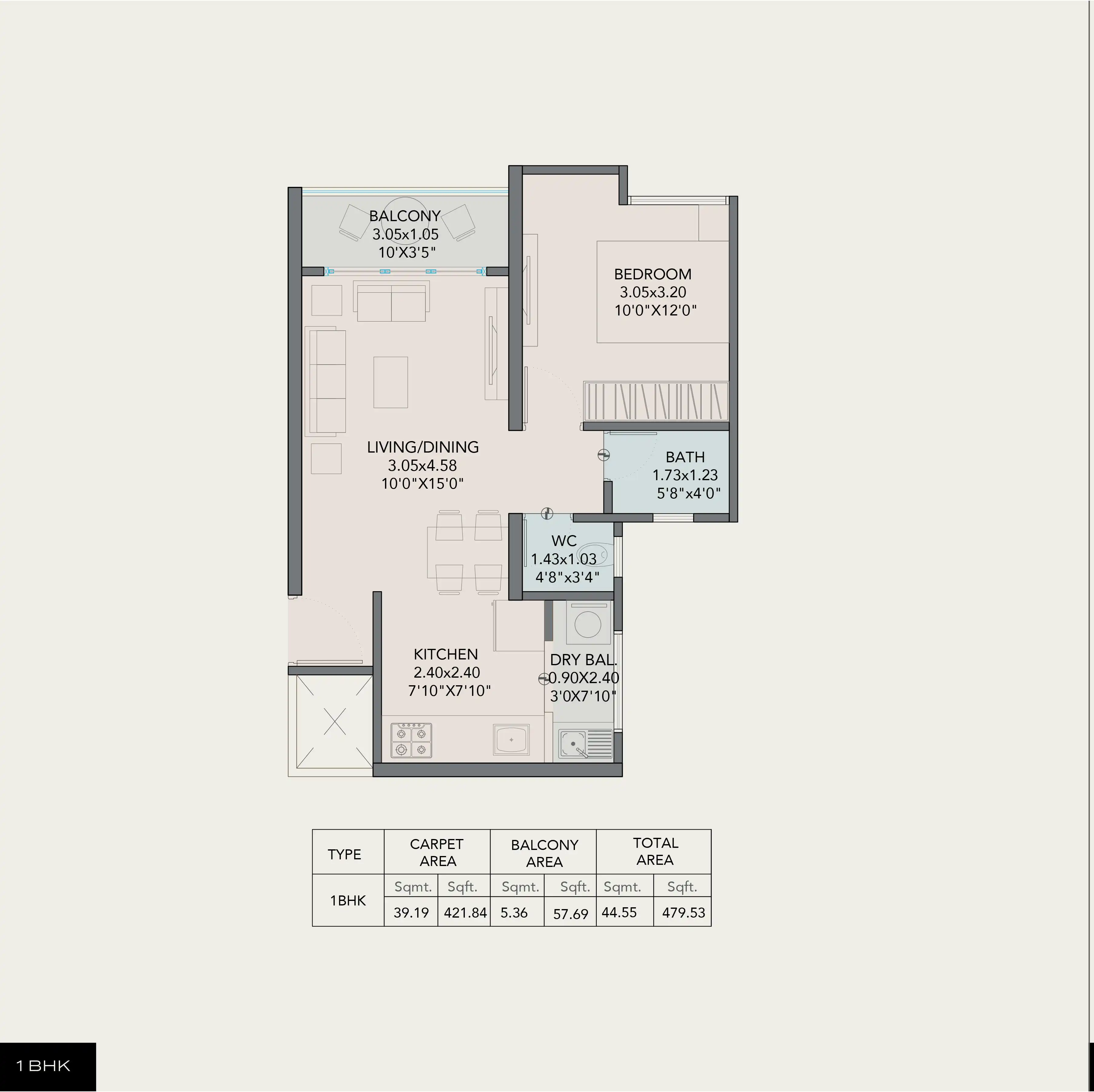 Kohinoor Sportsville Unit plan - 480 sq.ft.