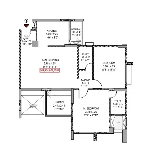 Park Ivory Unit plan - 941 sq.ft.
