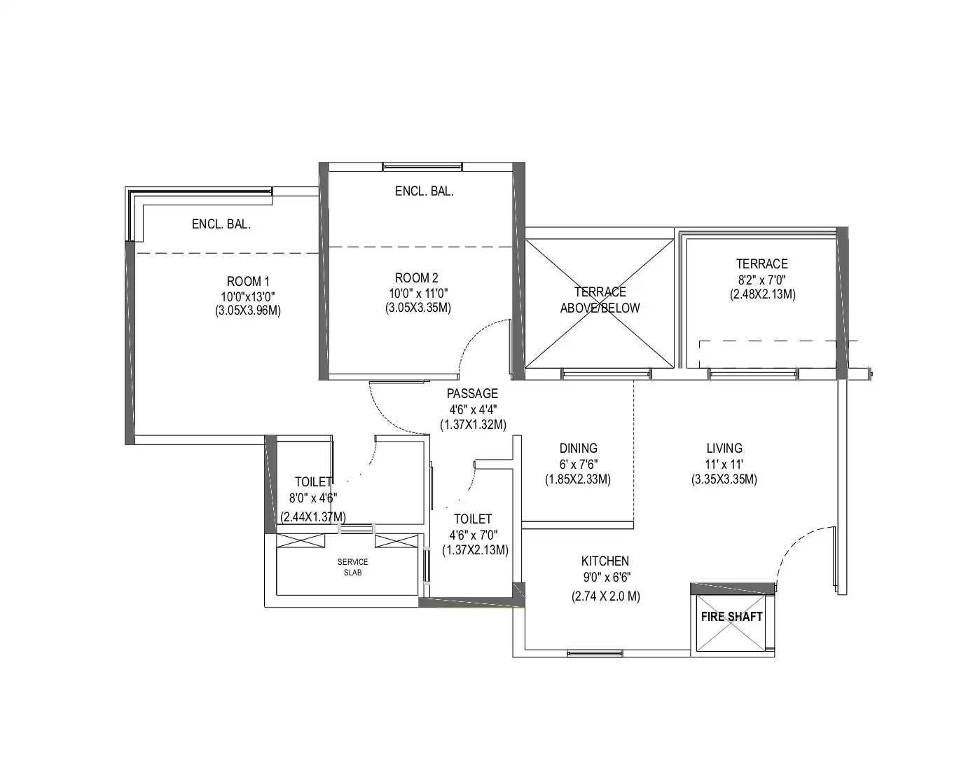 Park Connect Unit plan - 640 sq.ft.
