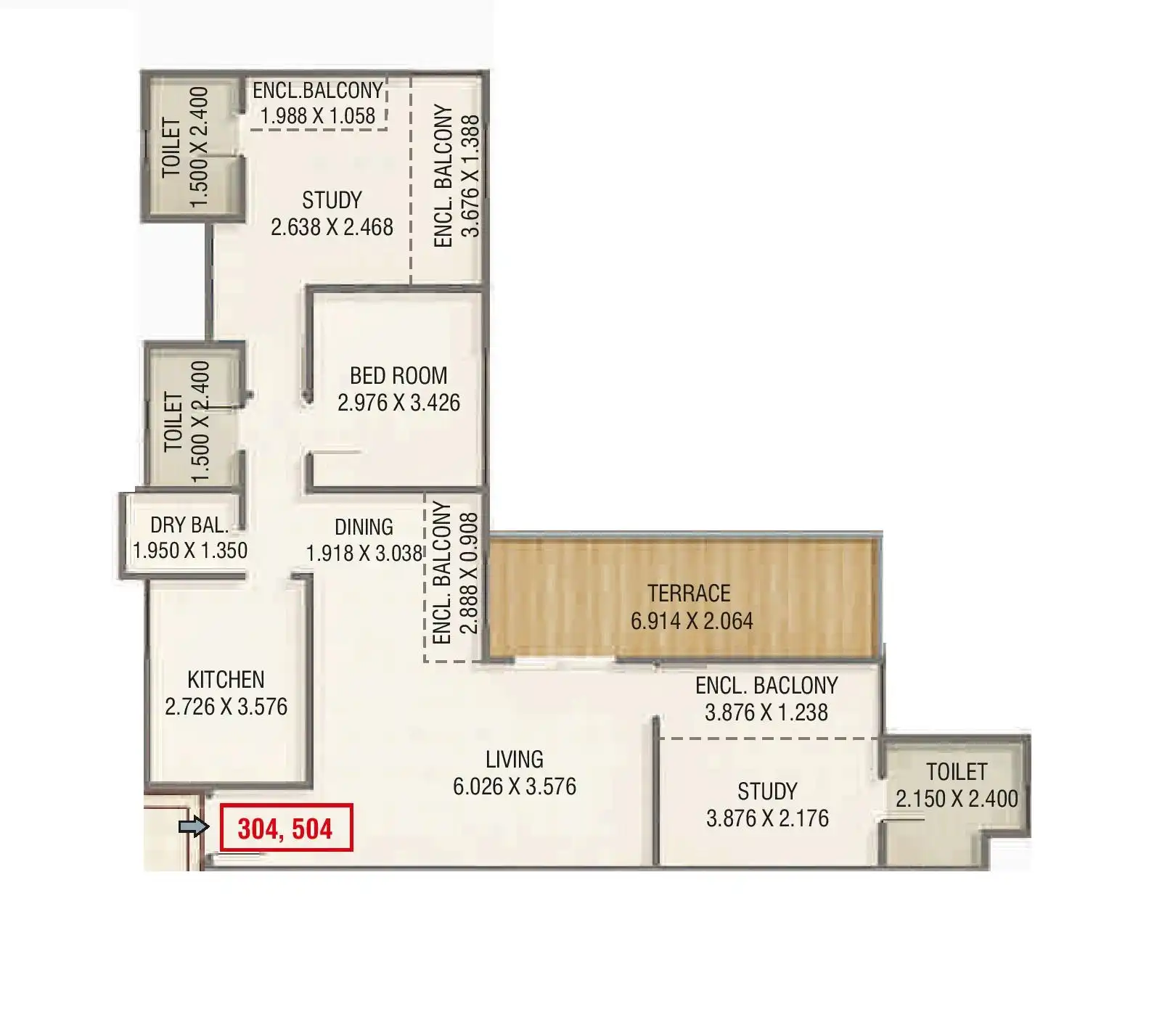 Kumar Peninsula Unit plan - 1335 sq.ft.