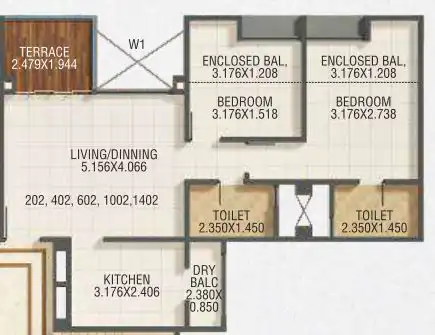 Unit plan - 764 sq.ft.