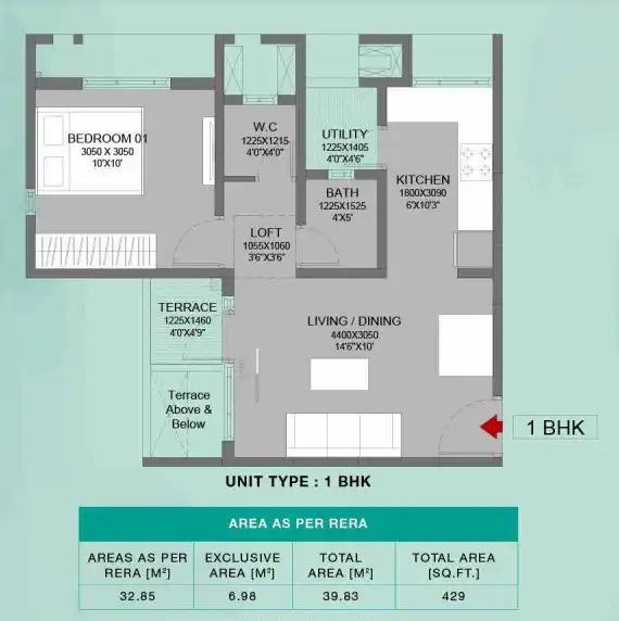 Unit plan - 435 sq.ft.