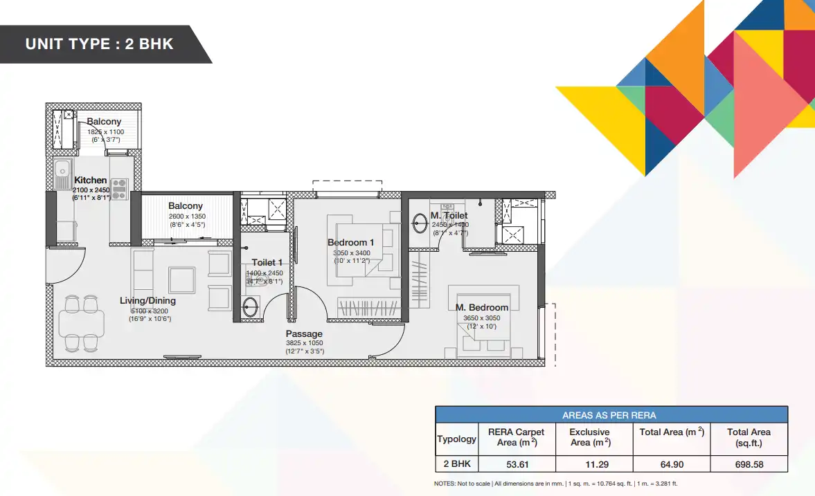 Godrej Nurture Unit plan - 700 sq.ft.