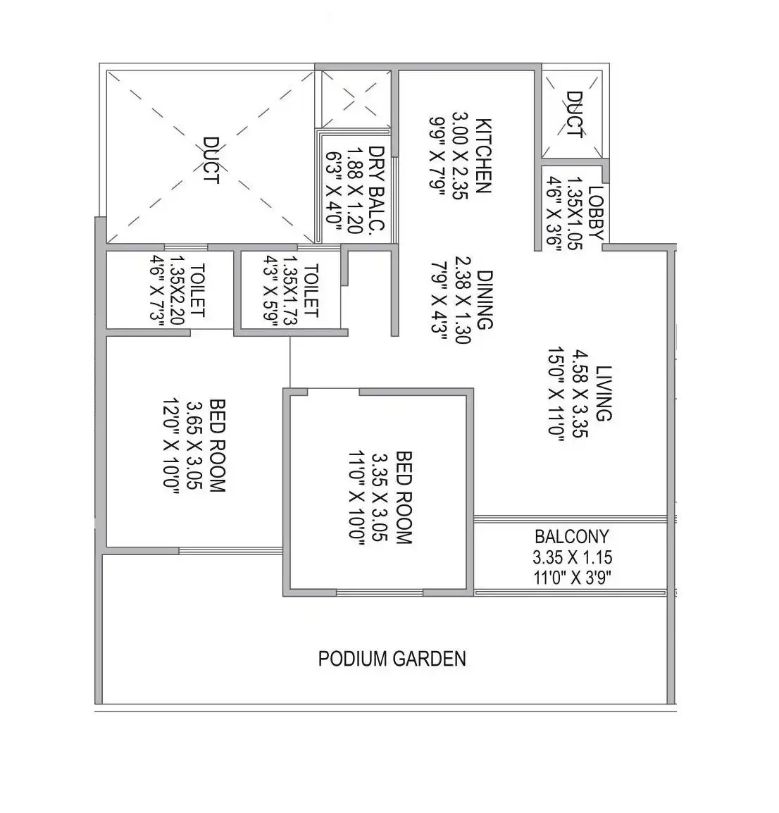 Mantra Essence Unit plan - 710 sq.ft.