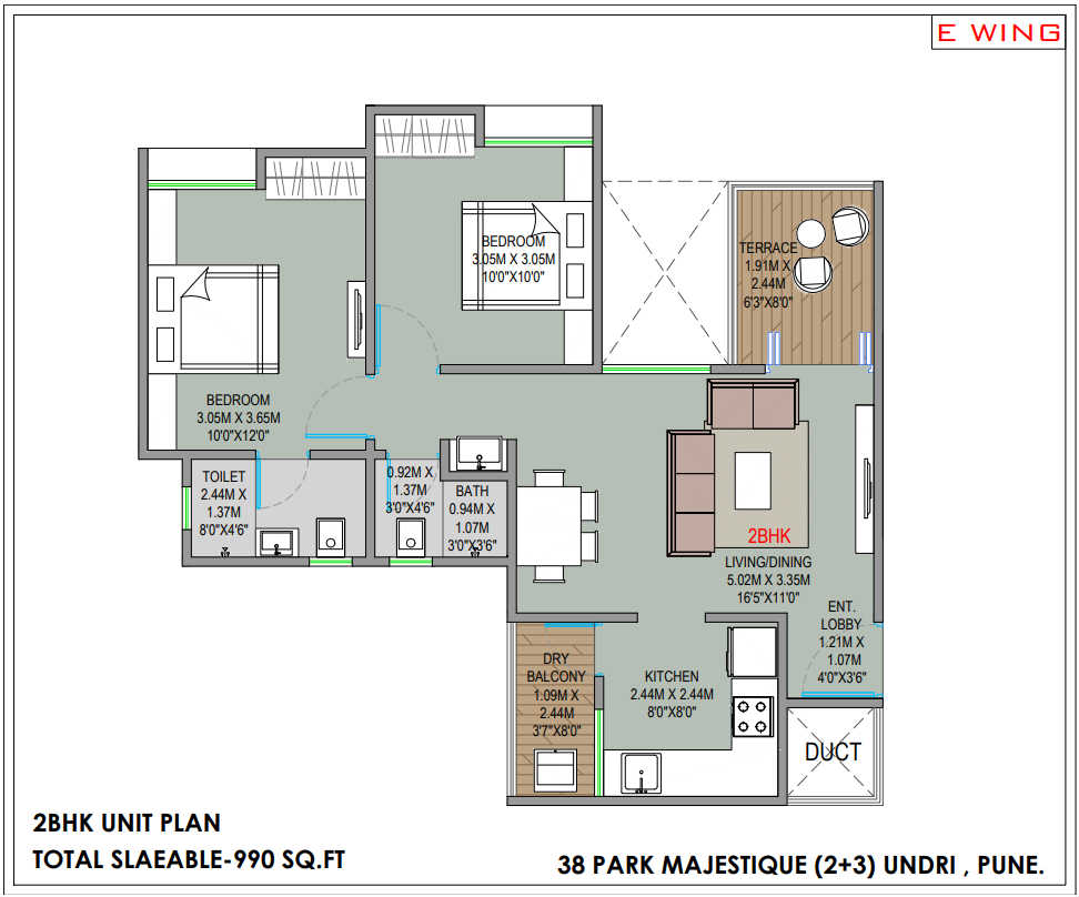 Majestique 38 Park Unit plan - 714 sq.ft.