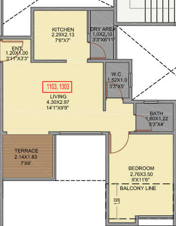 Unit plan - 450 sq.ft.