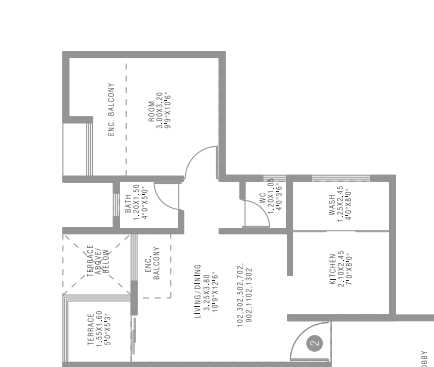 Pharande Kairosa Unit plan - 440 sq.ft.