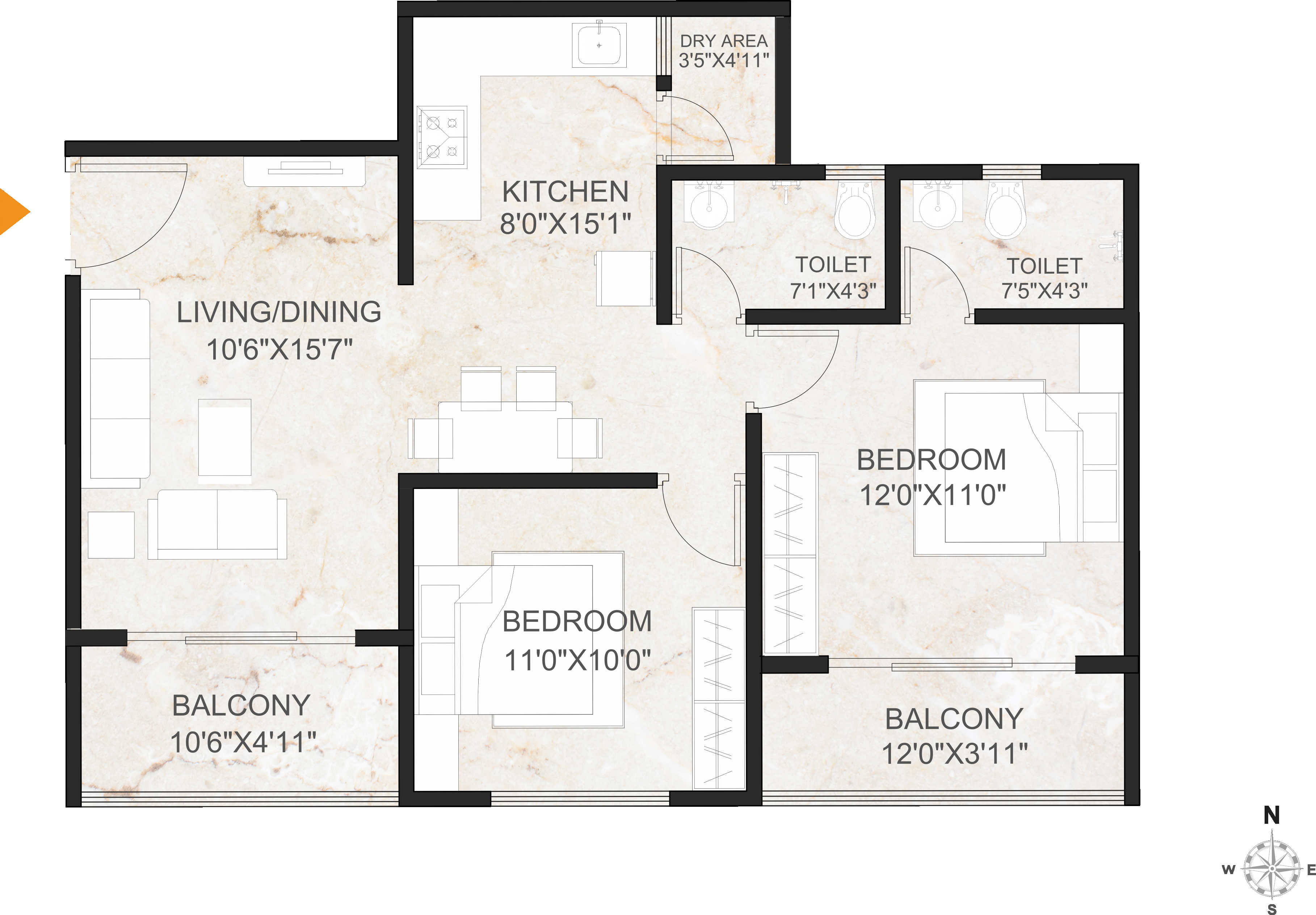 AR Imperia Unit plan - 766 sq.ft.