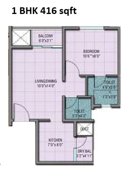 Unit plan - 416 sq.ft.