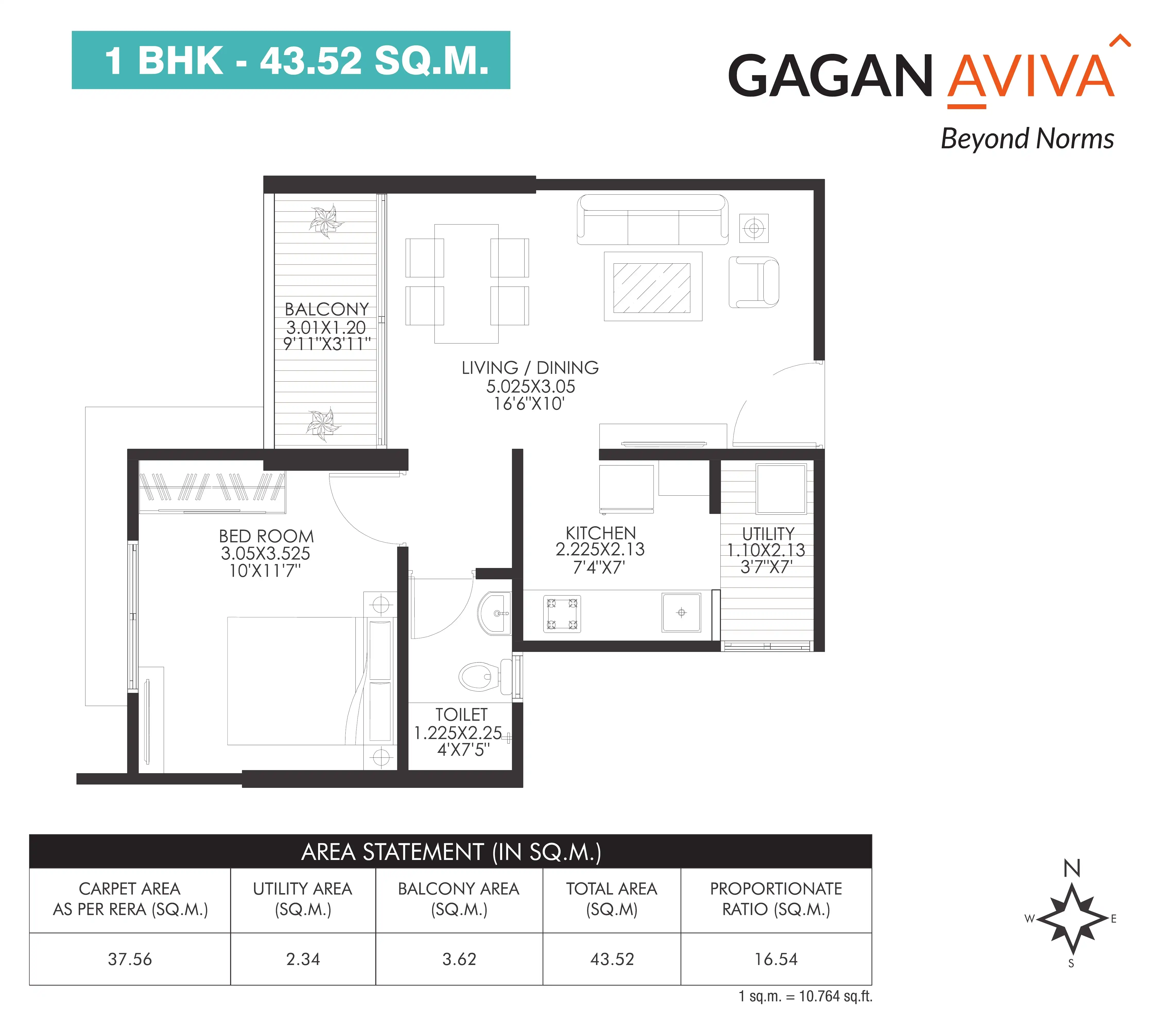 Gagan Aviva Unit plan - 469 sq.ft.