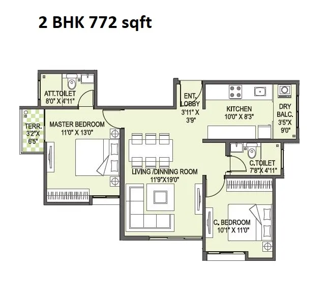 32 Pinewood Drive Unit plan - 772 sq.ft.