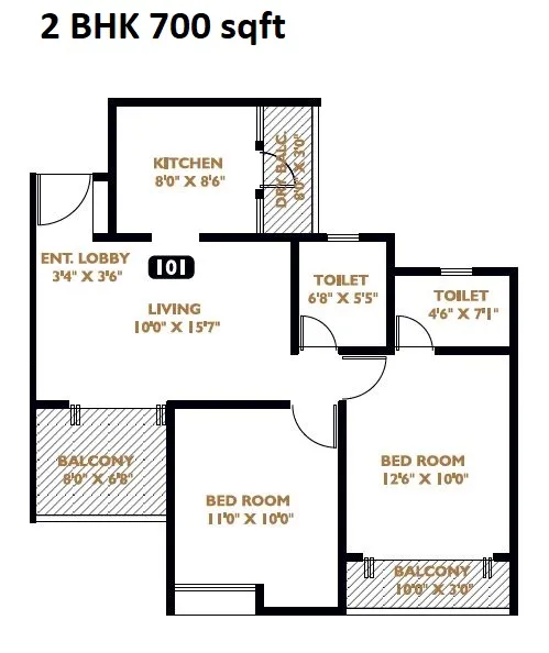 Basil Mondale Unit plan - 700 sq.ft.