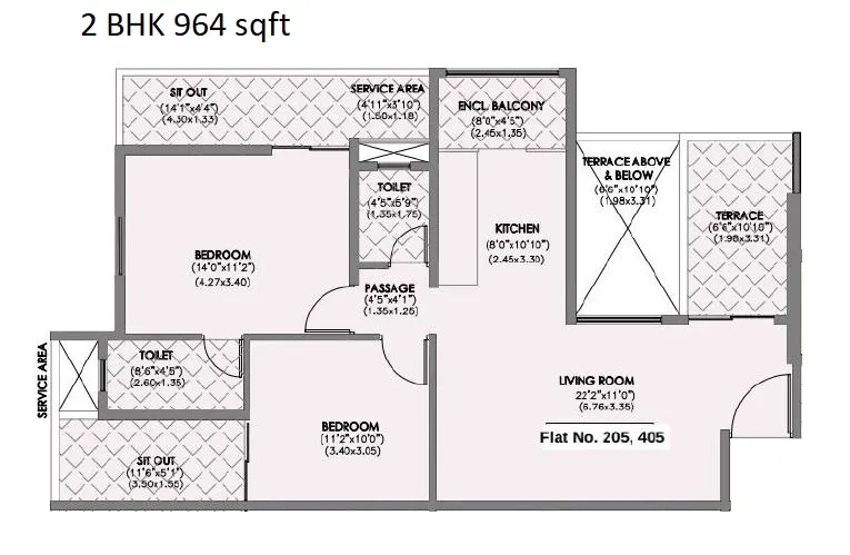 Bluepearl 18 Casita Unit plan - 720 sq.ft.