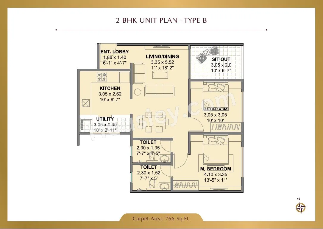 45 Shashwat Heights Unit plan - 766 sq.ft.