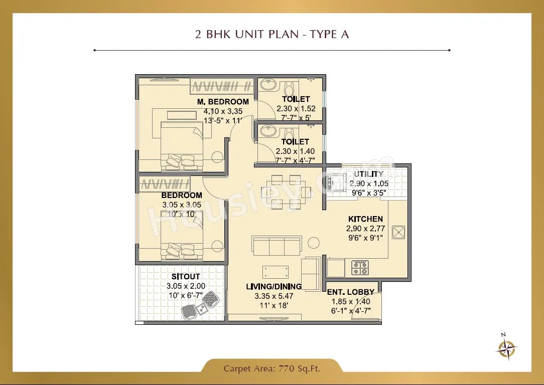 45 Shashwat Heights Unit plan - 770 sq.ft.