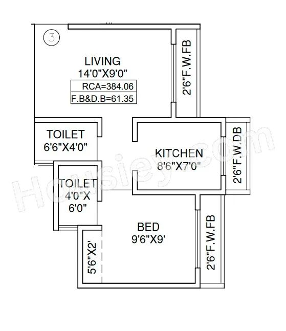 AV Aashirwad Garden Unit plan - 384 sq.ft.