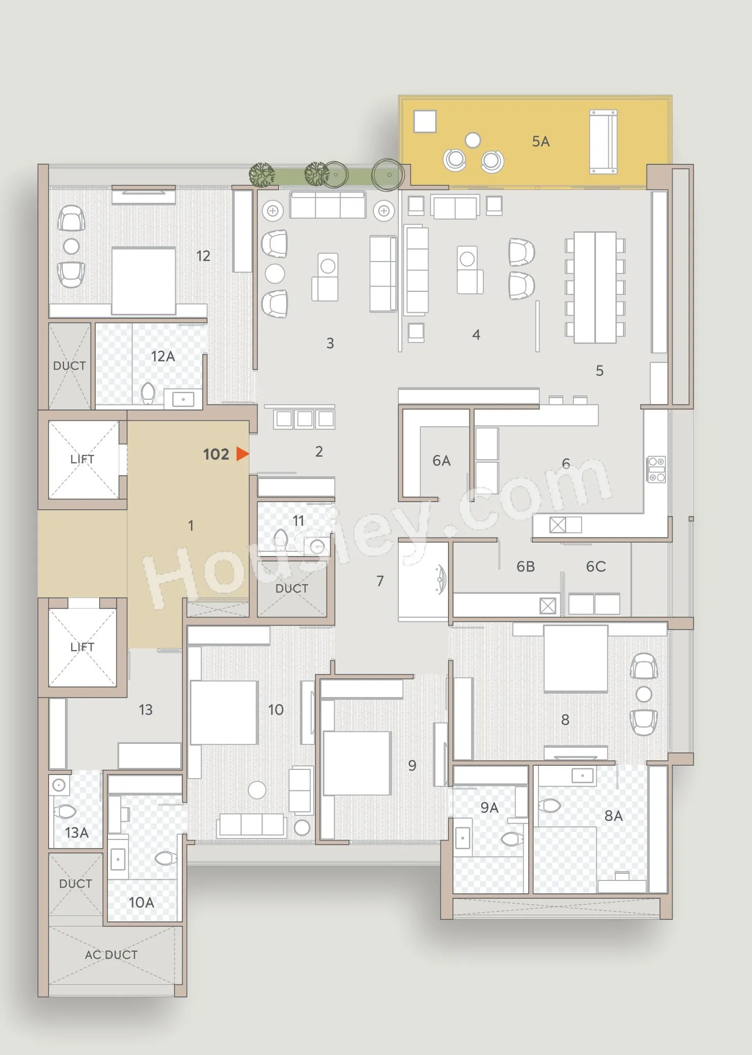 Aaryan Aranyam Unit plan - 3313 sq.ft.