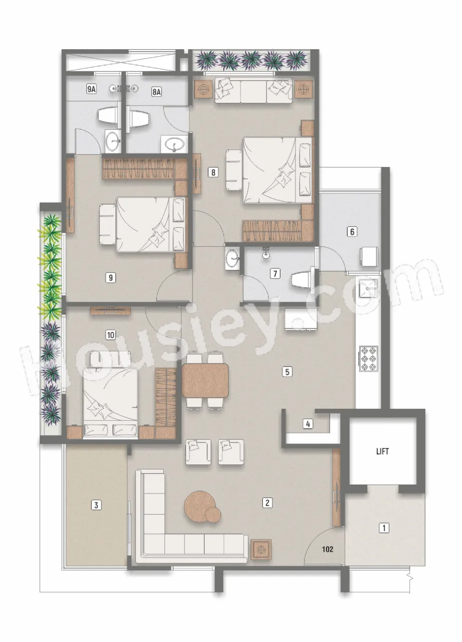 Aavishkar Atlantis Elevate Unit plan - 1435 sq.ft.