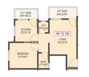 Aayush Wisteria Unit plan - 469 sq.ft.