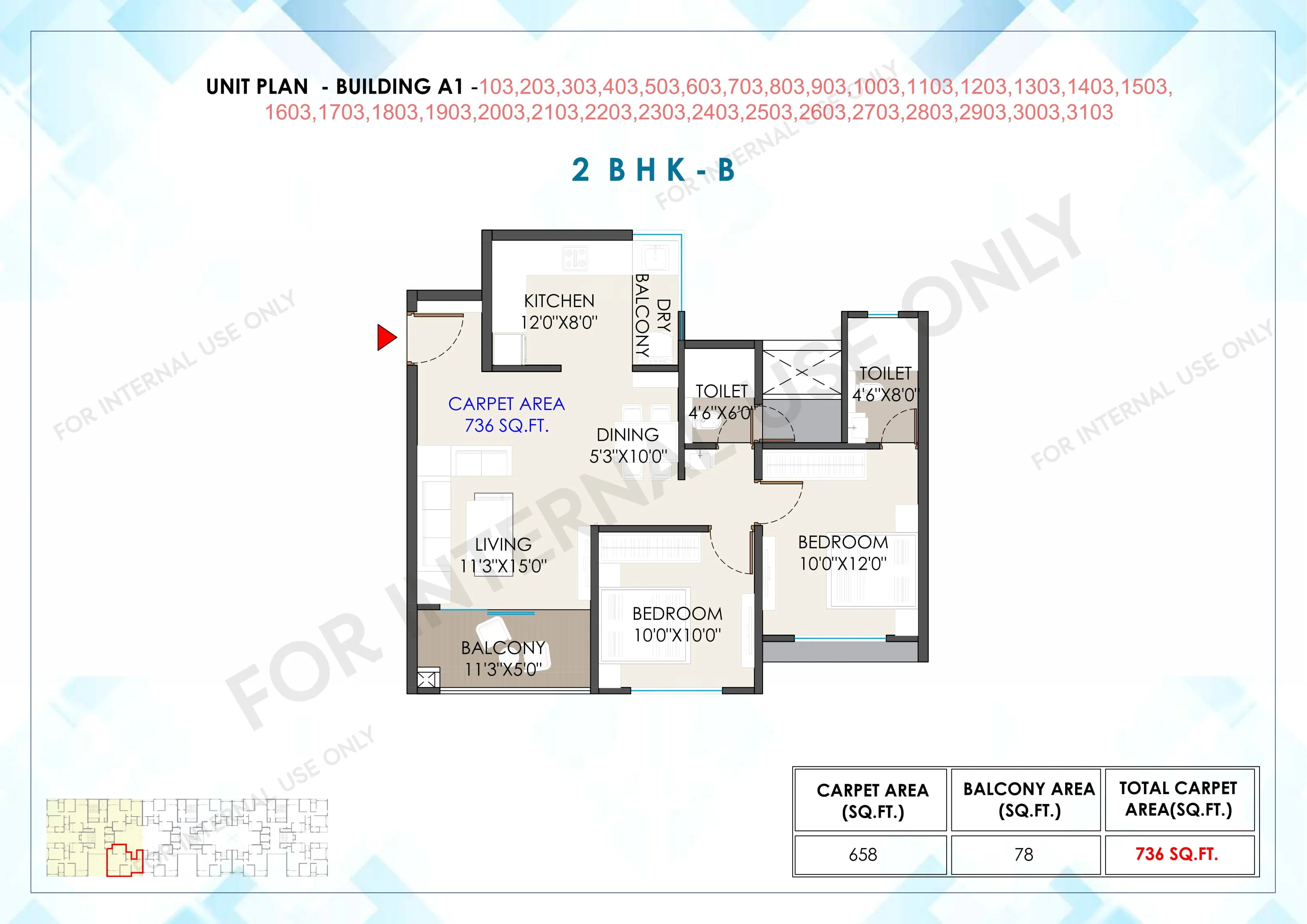 Abhinav Pebbles Greenfield Unit plan - 736 sq.ft.