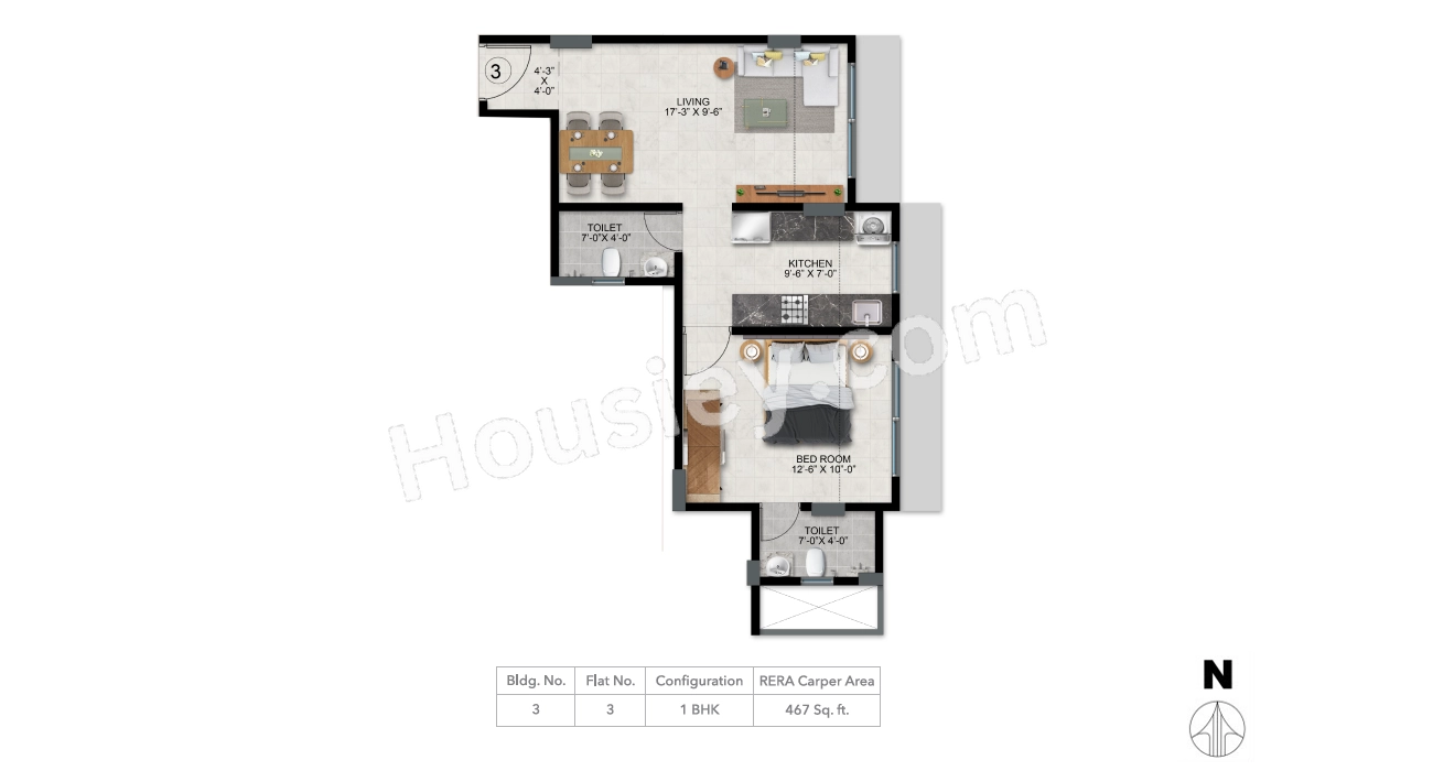 Ace Aristo Unit plan - 467 sq.ft.