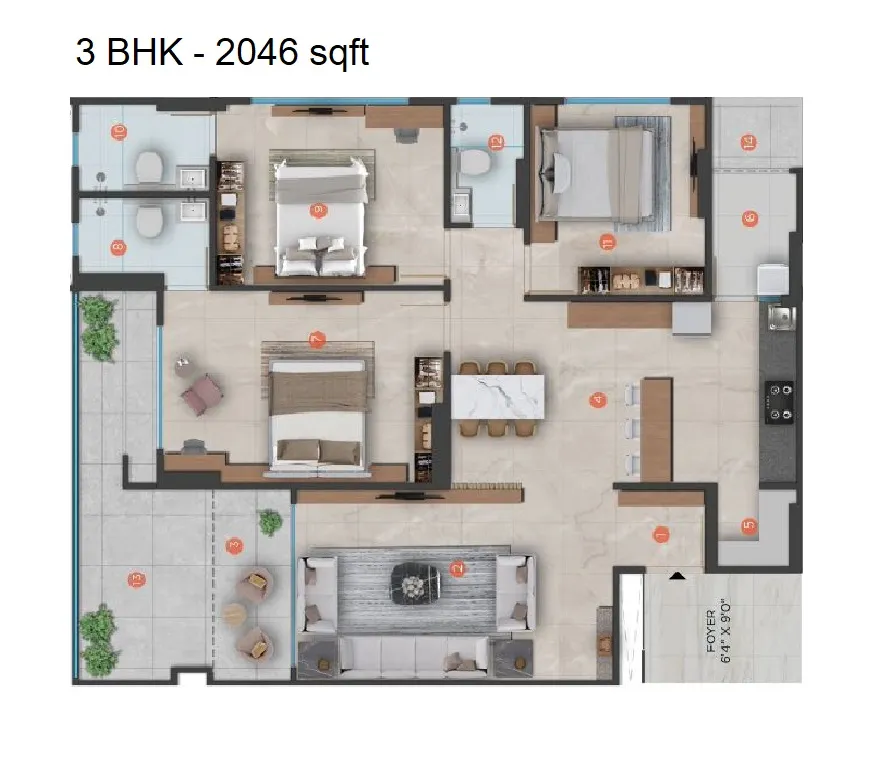 Adani Augusta Unit plan - 1110 sq.ft.