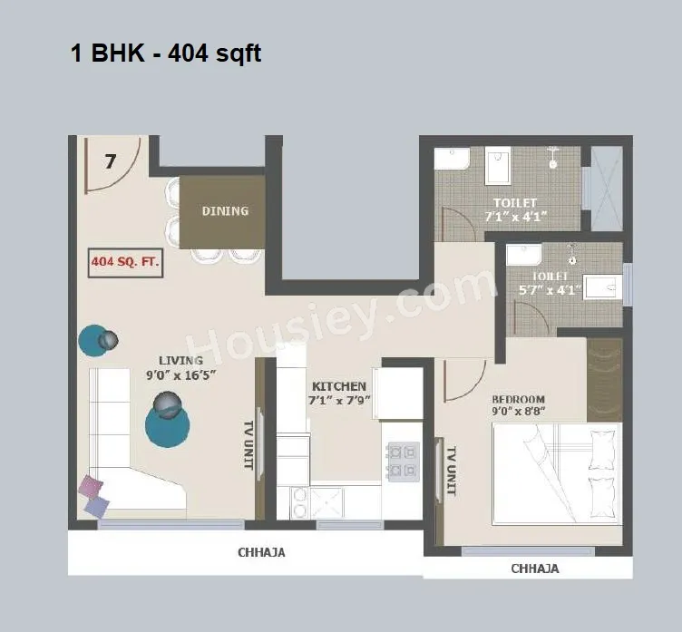 Adityaraj  Signature Unit plan - 404 sq.ft.