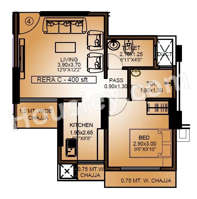 Agarwals Mannat Unit plan - 400 sq.ft.