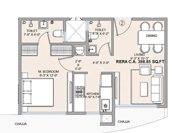 Aim Garden Unit plan - 399 sq.ft.