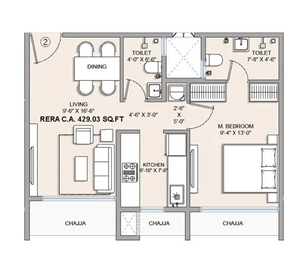 Aim Garden Unit plan - 429 sq.ft.