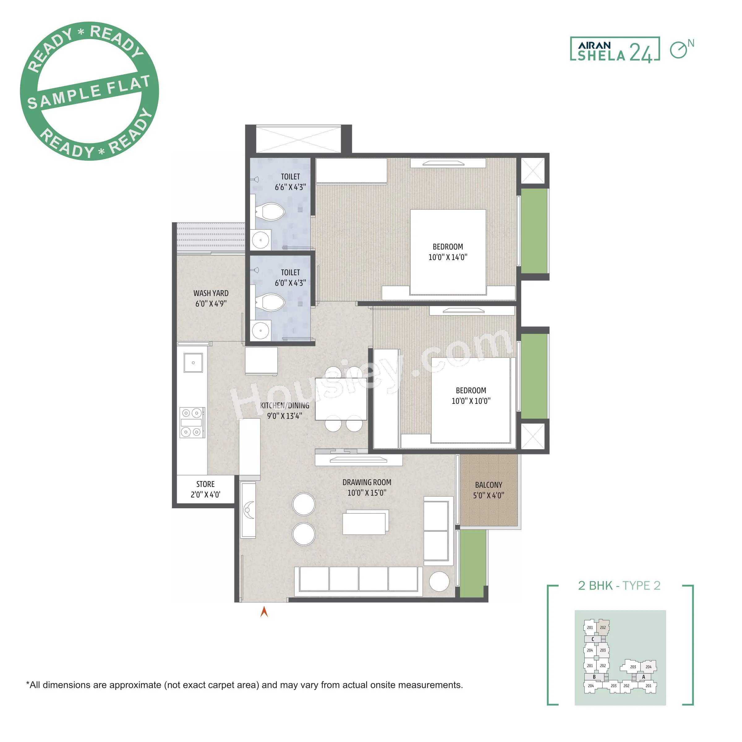 Airan Shela 24 Unit plan - 627 sq.ft.