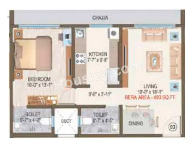 Aishwarya Optima Unit plan - 493 sq.ft.