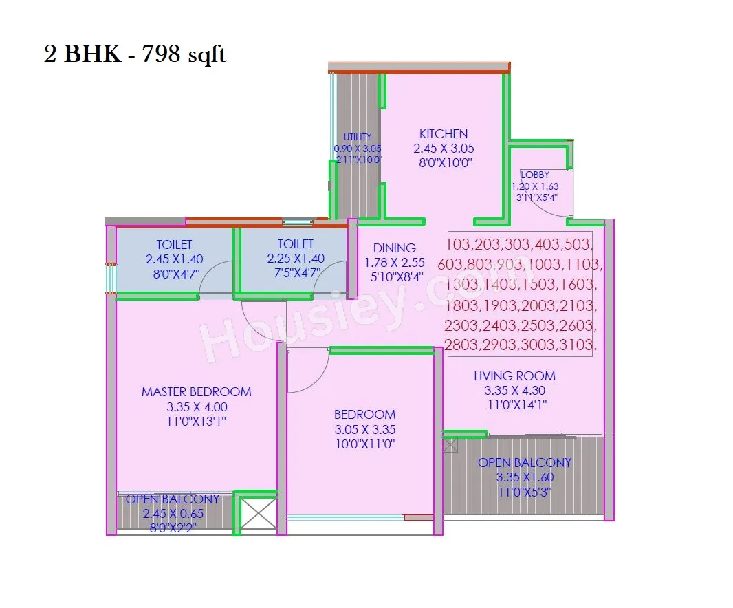 Aishwaryam Fashion Unit plan - 798 sq.ft.