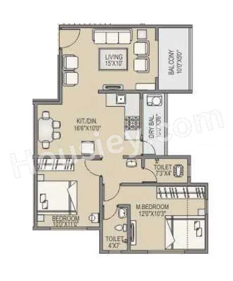 RR Lunkad Akshay Heritage Unit plan - 751 sq.ft.