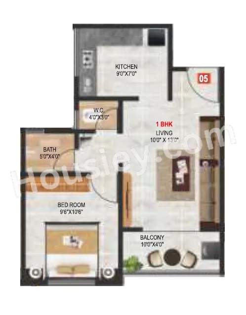 Amarnath River Nest Unit plan - 431 sq.ft.