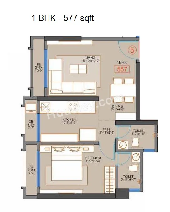 Unit plan - 577 sq.ft.