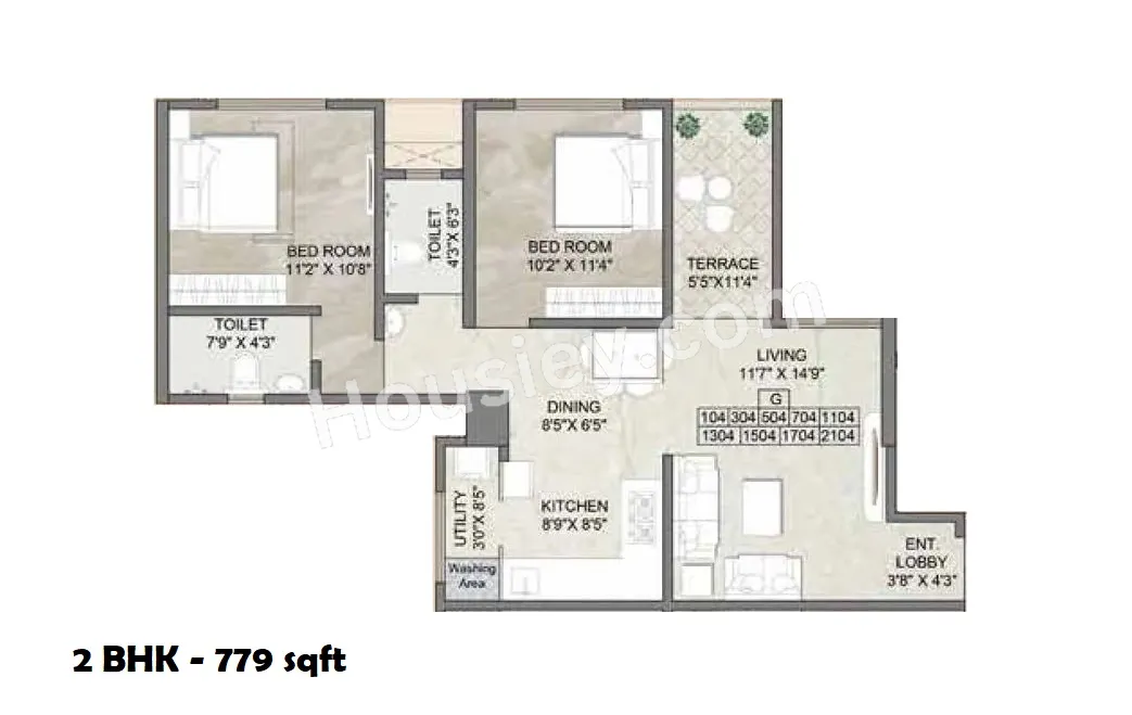 Anika Piccadilly Unit plan - 779 sq.ft.