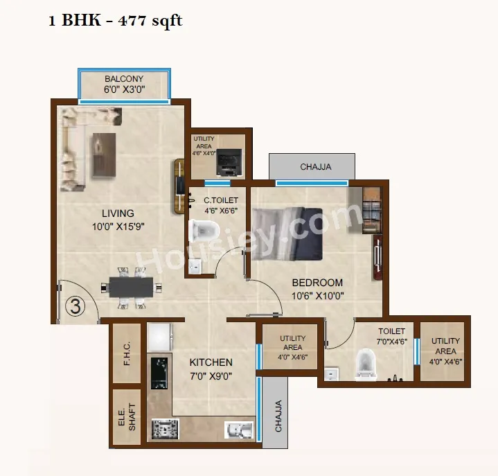 Anjali Heritage Unit plan - 477 sq.ft.