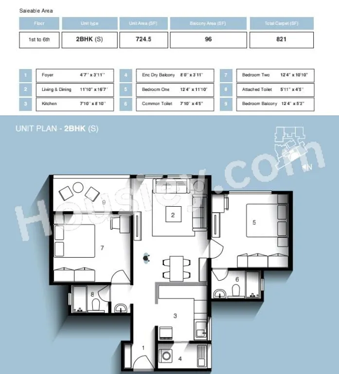 Anshul 7 Unit plan - 821 sq.ft.
