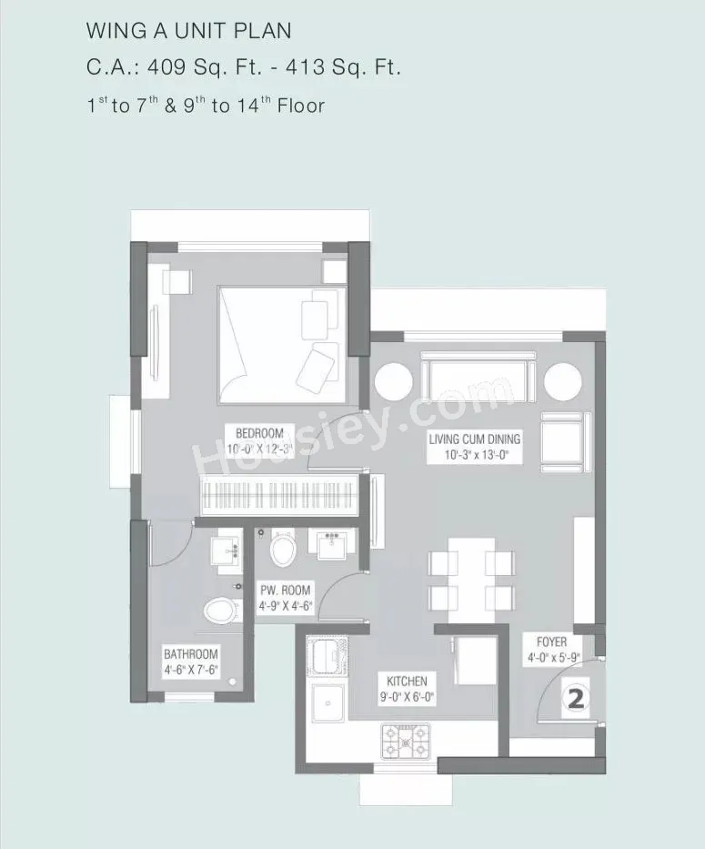 Antariksh Ace Unit plan - 409 sq.ft.