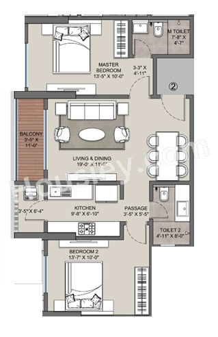 Antariksh Alpha Unit plan - 775 sq.ft.