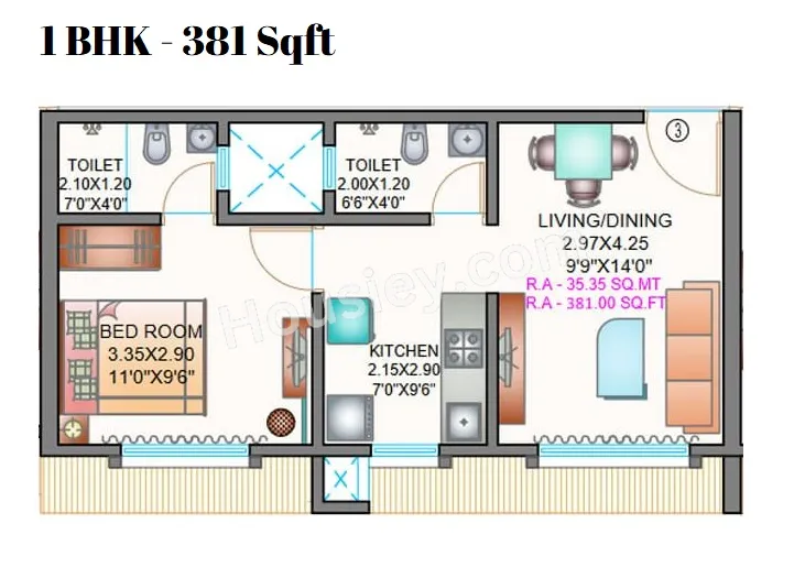Apex Green Wood Unit plan - 381 sq.ft.