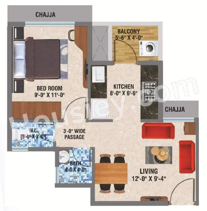 Arihant Anaika 7 Unit plan - 344 sq.ft.