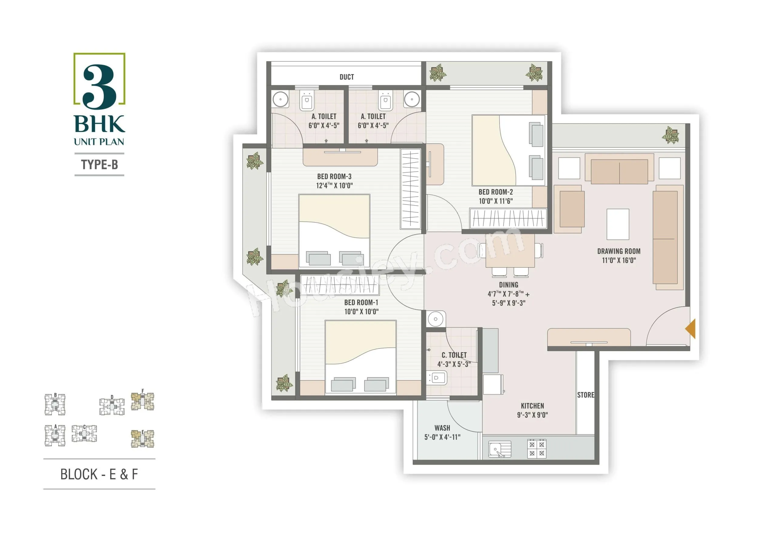 Arise Vibrant Unit plan - 871 sq.ft.