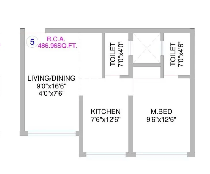 Asmita Grand Maison Unit plan - 487 sq.ft.