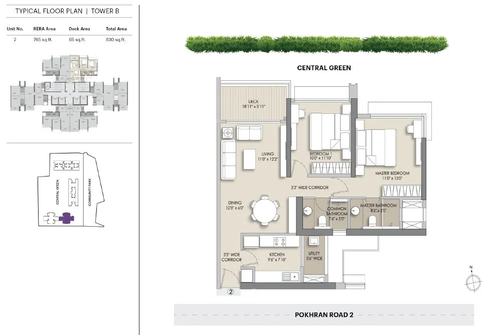 Unit plan - 830 sq.ft.
