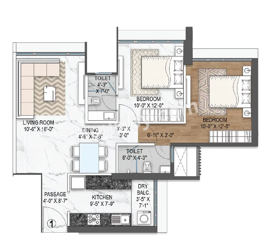 Atul Life Unit plan - 726 sq.ft.