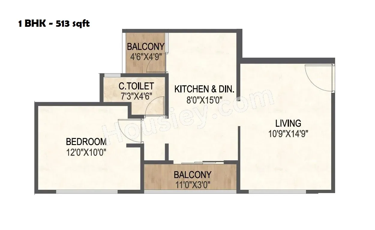 Austin Arena Unit plan - 513 sq.ft.